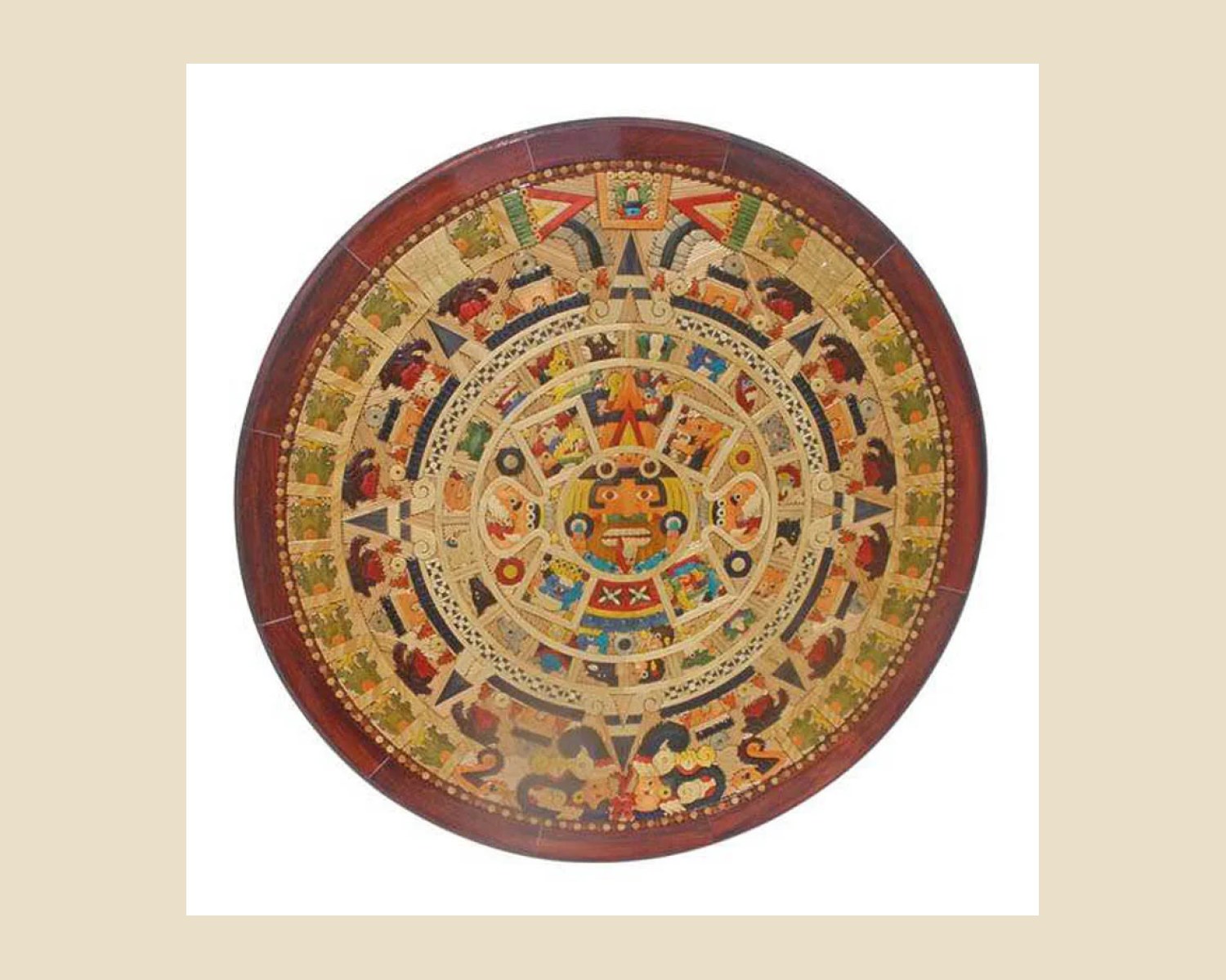 CALENDARIO AZTECA — Decoración artesanal de madera, hecho a mano en Tonalá, Jalisco