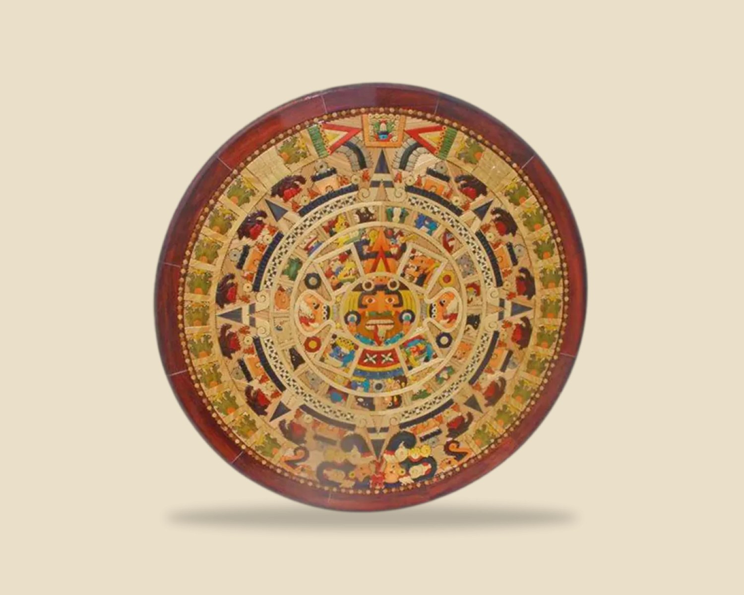 Calendario Azteca — Madera artesanal de Tonalá, Jalisco