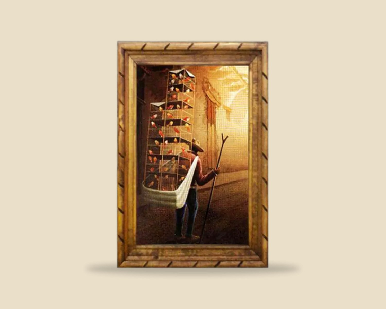 Pueblo Mexicano 008 — Cuadros artesanal de madera, hecho a mano en Tonalá, Jalisco