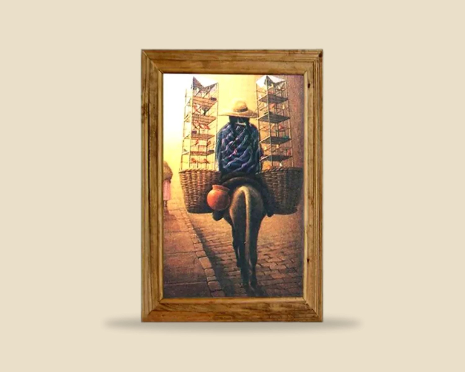Pueblo Mexicano 011 — Cuadros artesanal de madera, hecho a mano en Tonalá, Jalisco