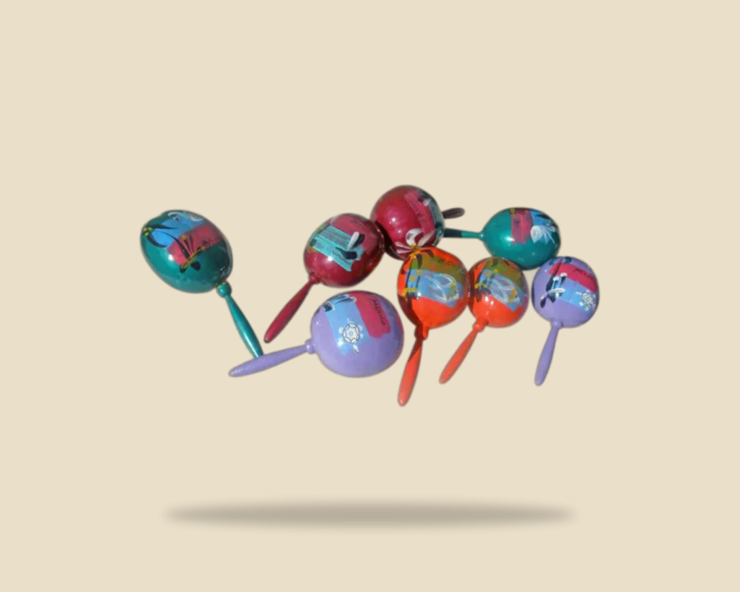 Maracas — Madera artesanal de Tonalá, Jalisco