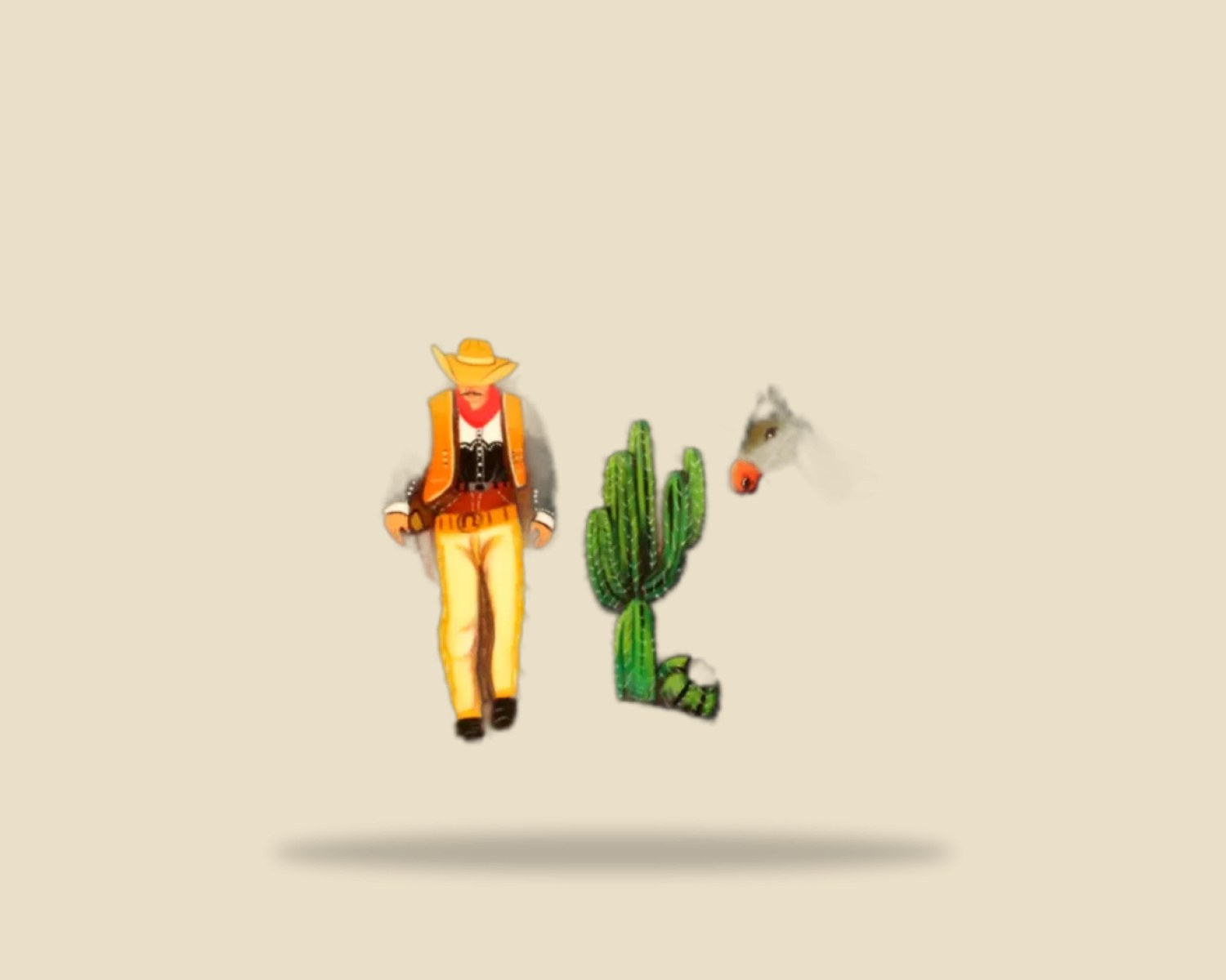 Vaquero en el Desierto — Rustica Pintada artesanal de Tonalá, Jalisco
