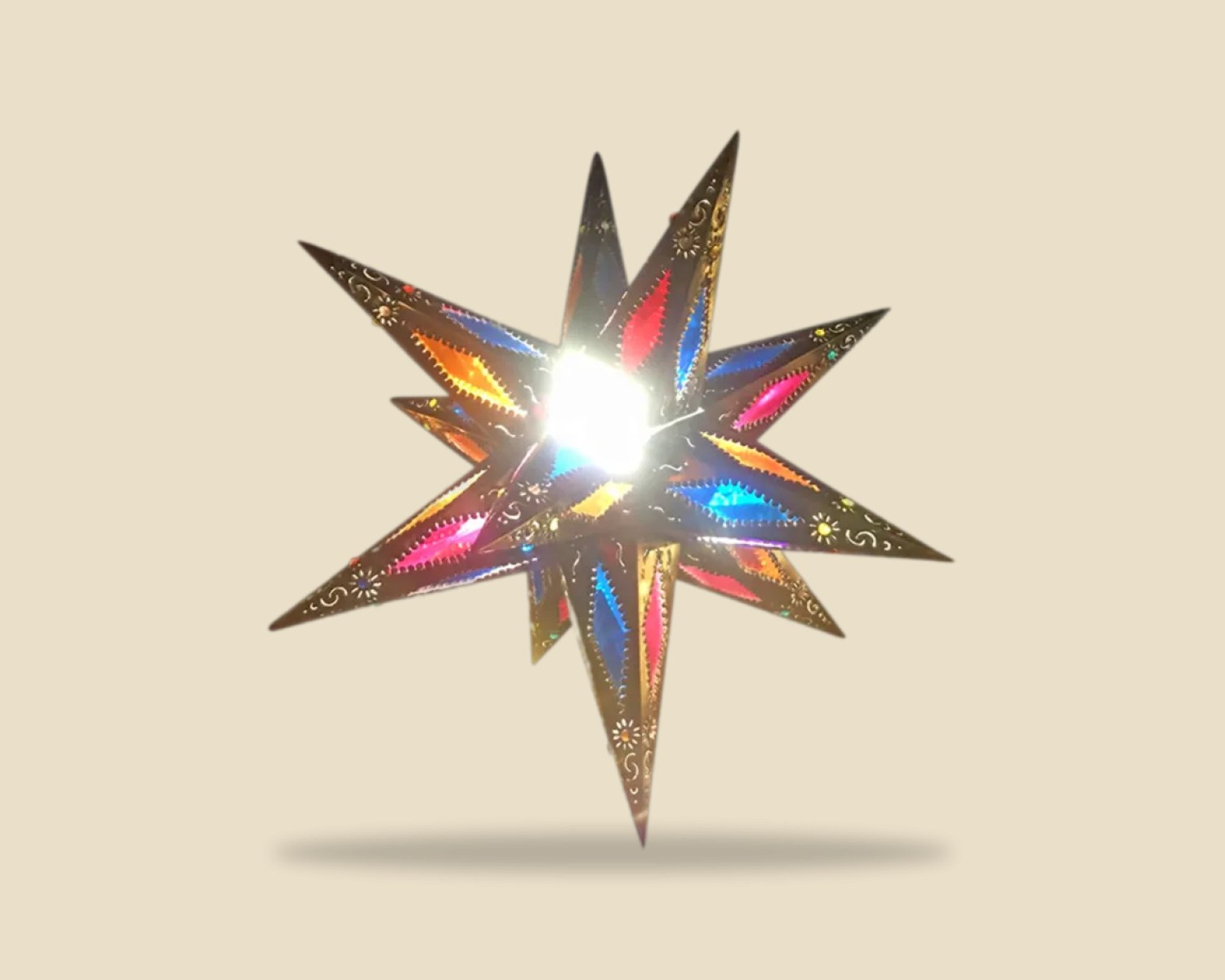 Estrella con colores — Lamparas artesanal de Tonalá, Jalisco