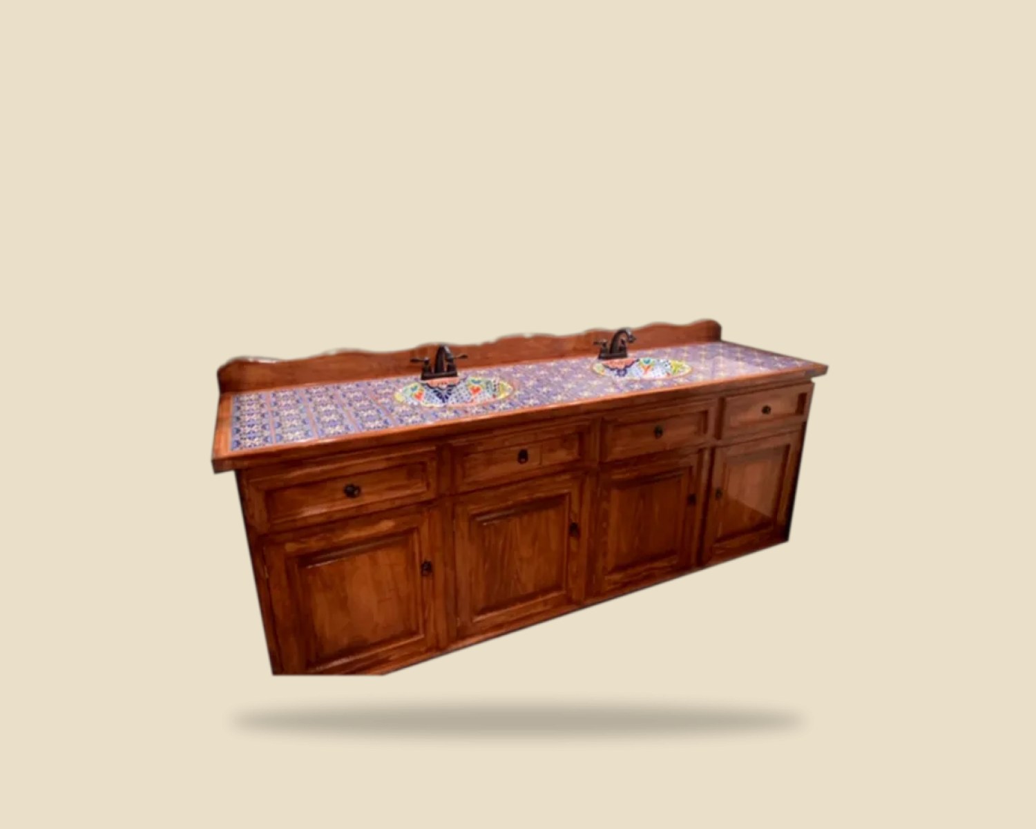 Lavamanos Doble — Para Baño artesanal de madera, hecho a mano en Tonalá, Jalisco