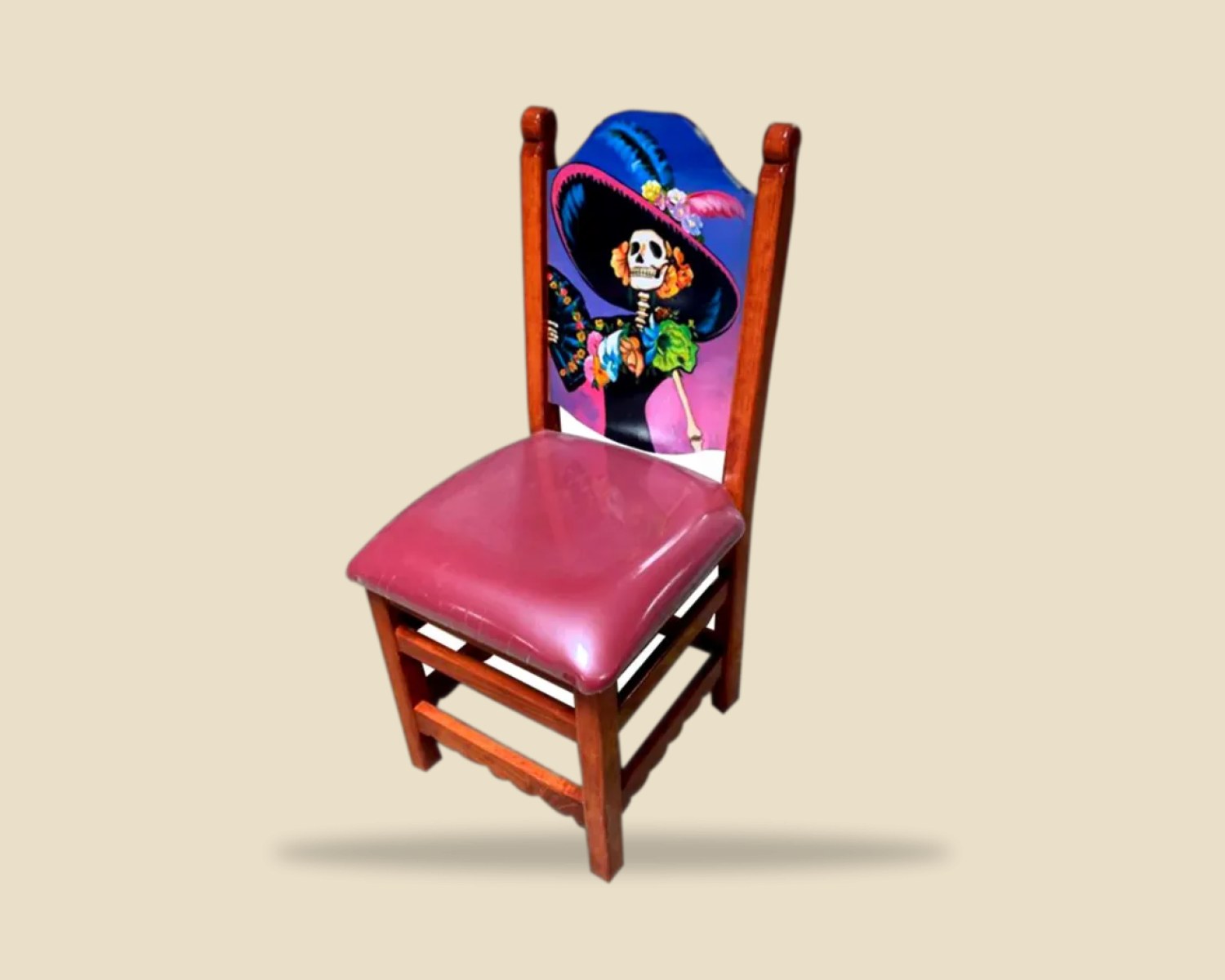 Catrina con sombrero — Sillas Pintadas artesanal de Tonalá, Jalisco