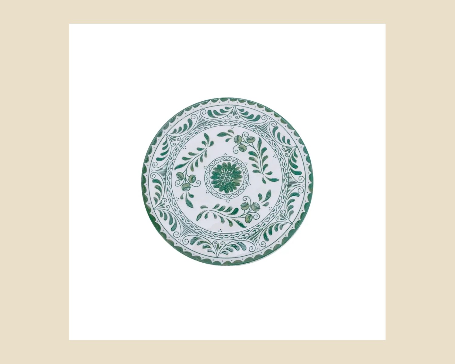 Plato Trinche Plana 15 cm Willow Green| Talavera 2.0 — Platos artesanal de madera, hecho a mano en Tonalá, Jalisco