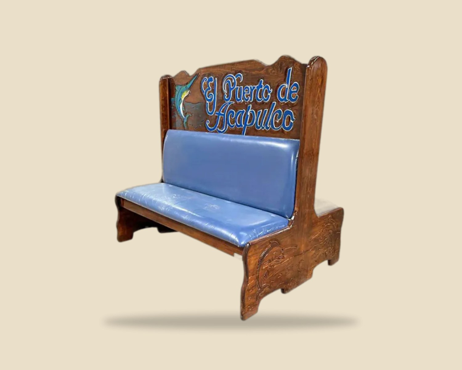 Puerto de acapulco — Rustico Pintado artesanal de madera, hecho a mano en Tonalá, Jalisco