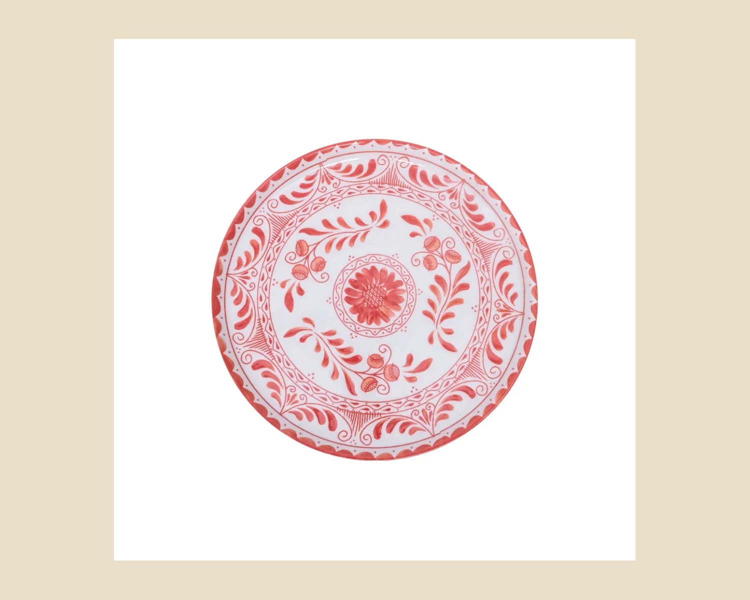 Plato Trinche Plana 19 cm Coral | Talavera 2.0 — Platos artesanal de madera, hecho a mano en Tonalá, Jalisco