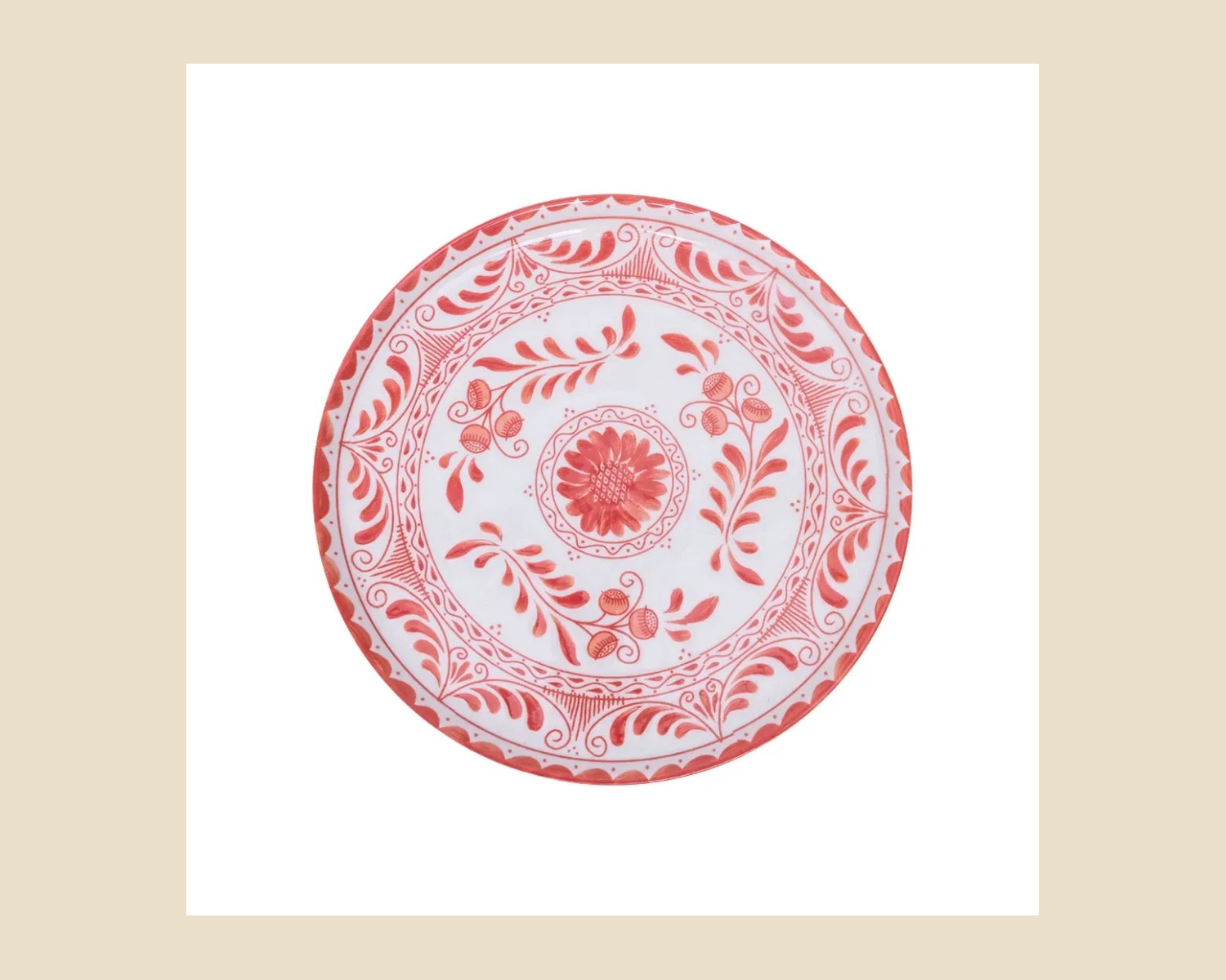 Plato Trinche Plana 23 cm Coral | Talavera 2.0 — Platos artesanal de madera, hecho a mano en Tonalá, Jalisco