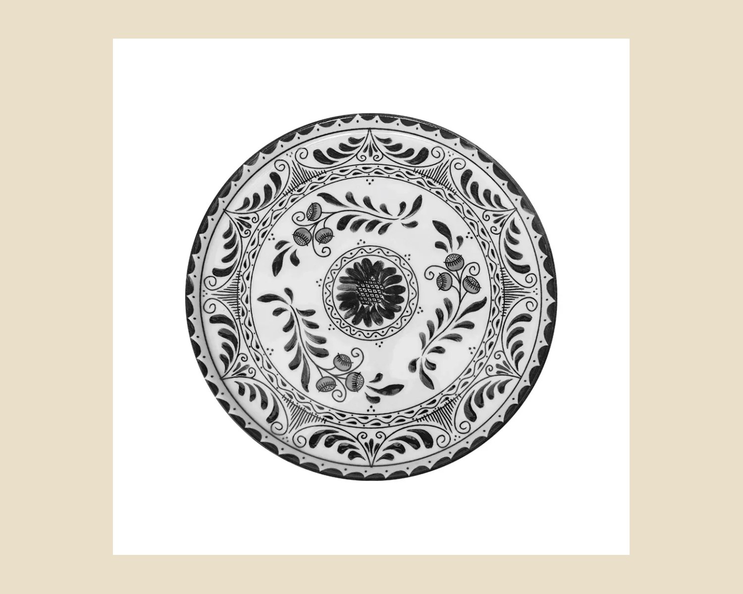 Plato Trinche Plana 23 cm Negro | Talavera 2.0 — Platos artesanal de madera, hecho a mano en Tonalá, Jalisco