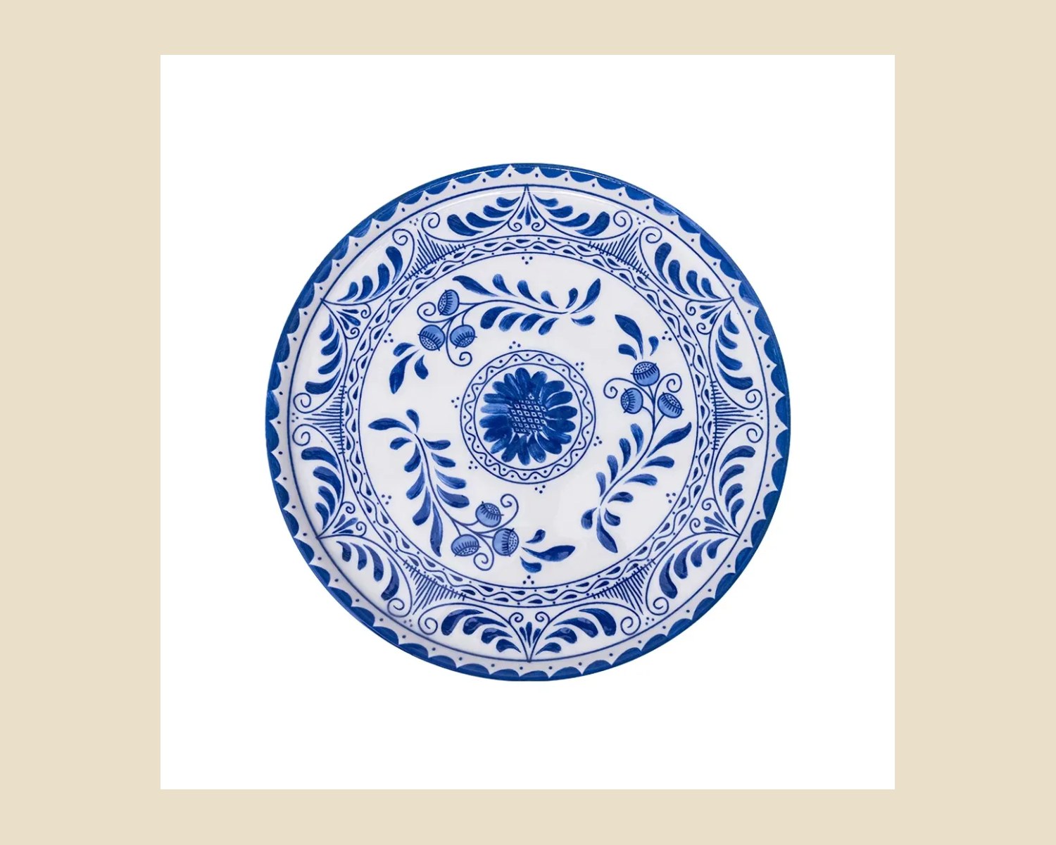 Plato Trinche Plana 23 cm Azul Cobalto | Talavera 2.0 — Platos artesanal de madera, hecho a mano en Tonalá, Jalisco