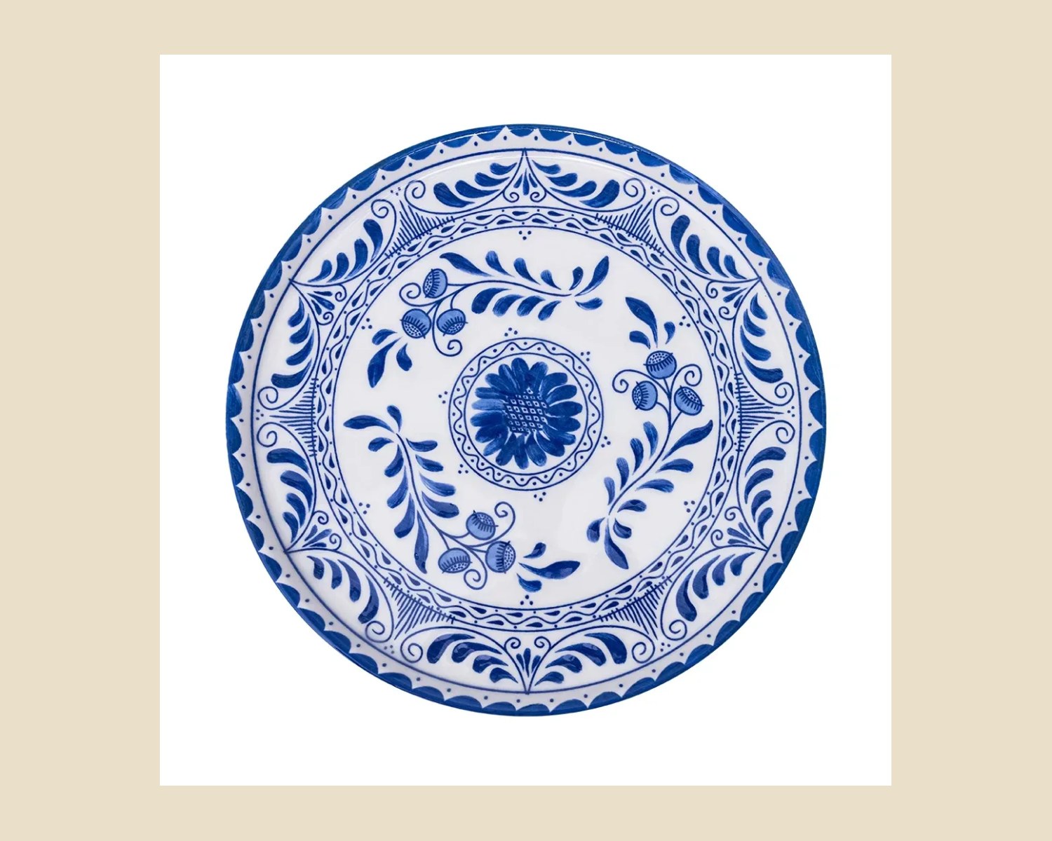 Plato Trinche Plana 27 cm Azul Cobalto | Talavera 2.0 — Platos artesanal de madera, hecho a mano en Tonalá, Jalisco