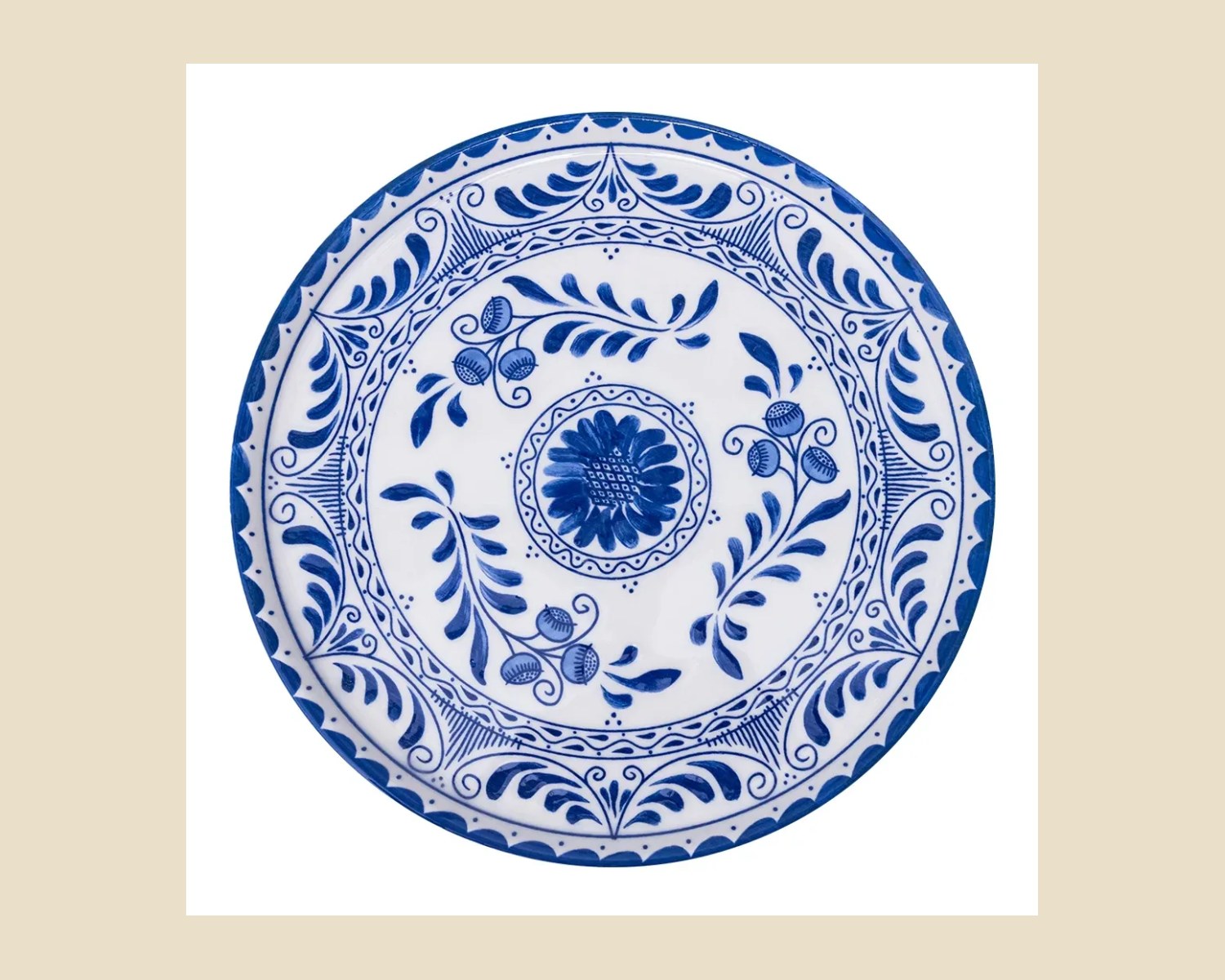 Plato Trinche Plana 32 cm Azul Cobalto | Talavera 2.0 — Platos artesanal de madera, hecho a mano en Tonalá, Jalisco